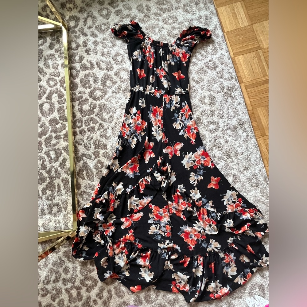 Aqua High Low Floral Dress